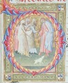 Historiated initial 'O' depicting Tobias and the Angel - Bartolomeo di Frusino