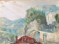 Mountainous River Landscape, With Moses Striking The Rock - Friedrich The Elder Brentel
