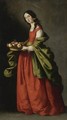 Saint Dorothy, Full-Length, Holding A Basket Of Apples And Roses - Francisco De Zurbaran