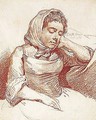 Study Of A Woman Resting Her Head On Her Hand - Pierre-Alexandre Wille