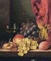 Still Life With Grapes, Peaches And A Glass - Edward Ladell