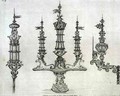 Lanterns and torches from the Cavalli and Sagredo Palaces, in Venice, from 'Art and Industry' - (after) Albanis de Beaumont, Jean Francois