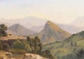 An Italianate Landscape With A Farmhouse, Mountains Beyond - (after) Jean-Joseph-Xavier Bidauld