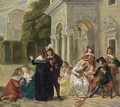 A Courtyard With An Elegant Company Making Music And Conversing - (after) Hieronymus Janssens