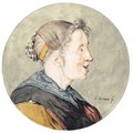 Caricature Head Of A Woman, In Profile - Cornelis Dusart
