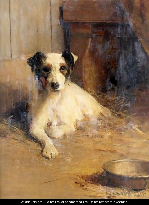 Fox Terrier In A Kennel - Samuel Fulton - WikiGallery.org, the largest ...