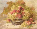 Still Life Of Peaches And Grapes - Georges Jeannin
