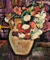 A Still Life Of Flowers In A Yellow Jug - George Leslie Hunter