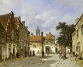 Townsfolk In A Sunlit Street - Adrianus Eversen