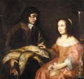 A Cavalier Offering A Seated Young Lady A Plate Of Fish - Dutch School