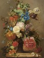 Flowers In An Earthenware Vase, With An Imperial Crown And An Opium Poppy In Top - George Jacobus Johannes Van Os