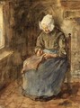 A Woman Sewing - Jacob Simon Hendrik Kever