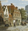 Dutch Street With A Church Tower - Willem Koekkoek