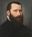 A Portrait Of A Distinguished Gentleman, Bust Length, Wearing A Black Coat With A White Collar - (after) Willem Adriaensz Key