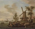 A River Landscape With A Ferry And A Windmill - (after) Franz Ferg