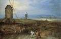 An Open Landscape With Travellers Before A Windmill - Jan The Elder Brueghel