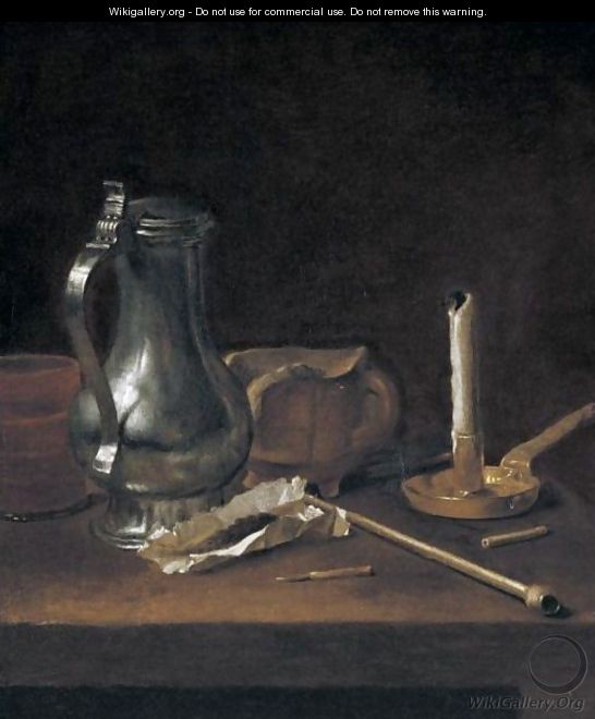 Toebackje Still Life With Pewter Jug, Tobacco, Pipe And Candle ...
