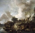A Landscape With A River And Figures Shooting The Popinjay - Philips Wouwerman