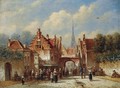 A Sunlit Square With Figures By A Water Pump - Pieter Gerard Vertin