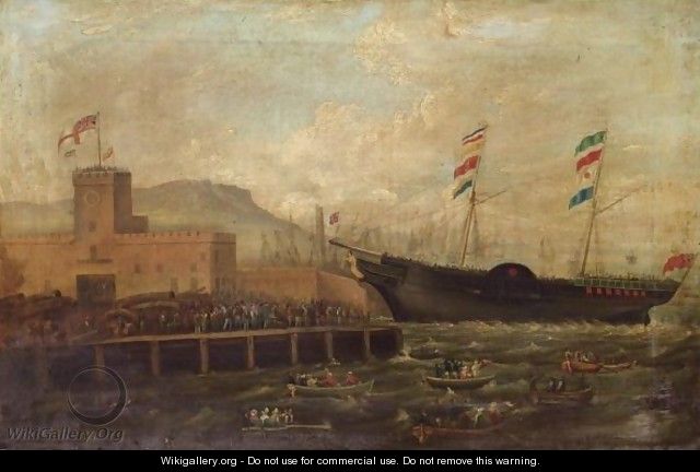 Launch Of The Steamship Aurora, From Belfast Harbour 1839 - Hugh Frazer