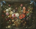 A Festoon Of Fruit And Flowers In A Marble Niche - Jan Davidsz. De Heem