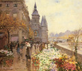 A Flower Market Along the Seine - Georges Stein