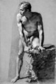 Male Nude Leaning on a Rock - Pierre-Paul Prud